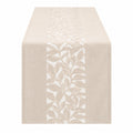 Chemin de Table Beige avec Motif Feuillage Brodé