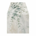 Chemin de Table Imprimé Feuilles Aquarelle 180x40 Vert/Gris
