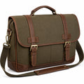 Sacoche en toile kaki et cuir avec sangle réglable