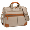 Sacoche pour ordinateur portable beige et marron avec détails en cuir