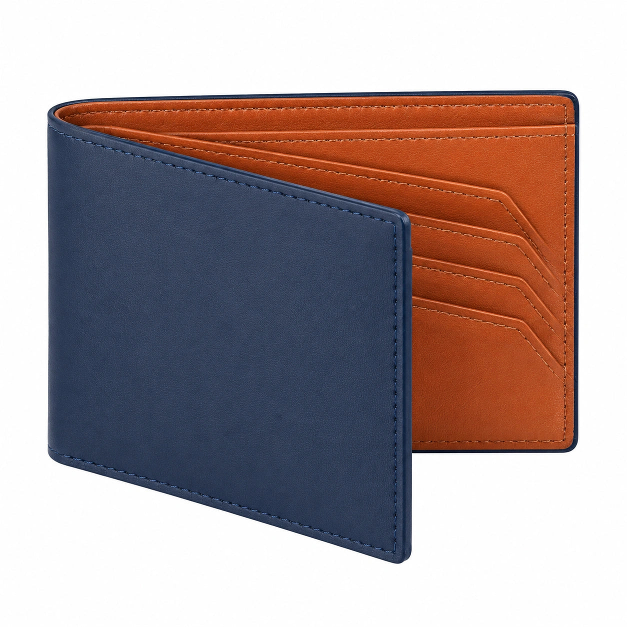 Portefeuille bleu et marron avec emplacements multiples