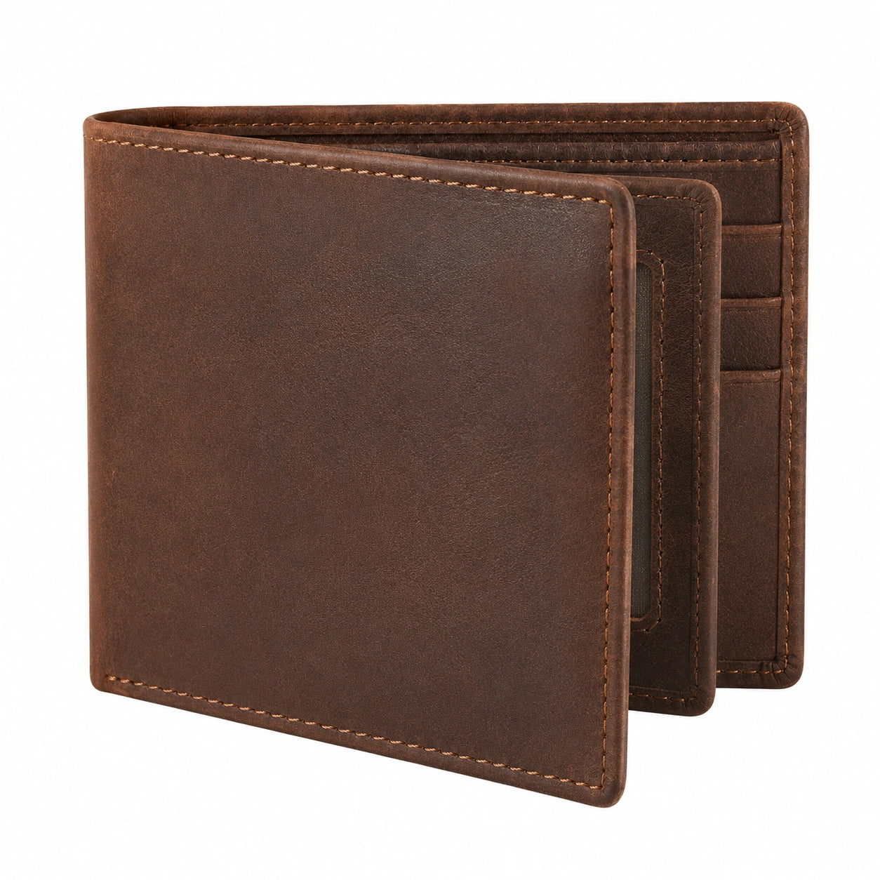 Portefeuille marron trois volets avec porte-cartes