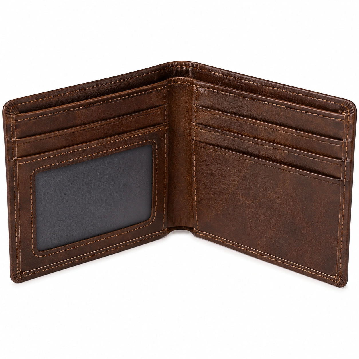 Portefeuille bi-fold avec fenêtre d'identification - Brun