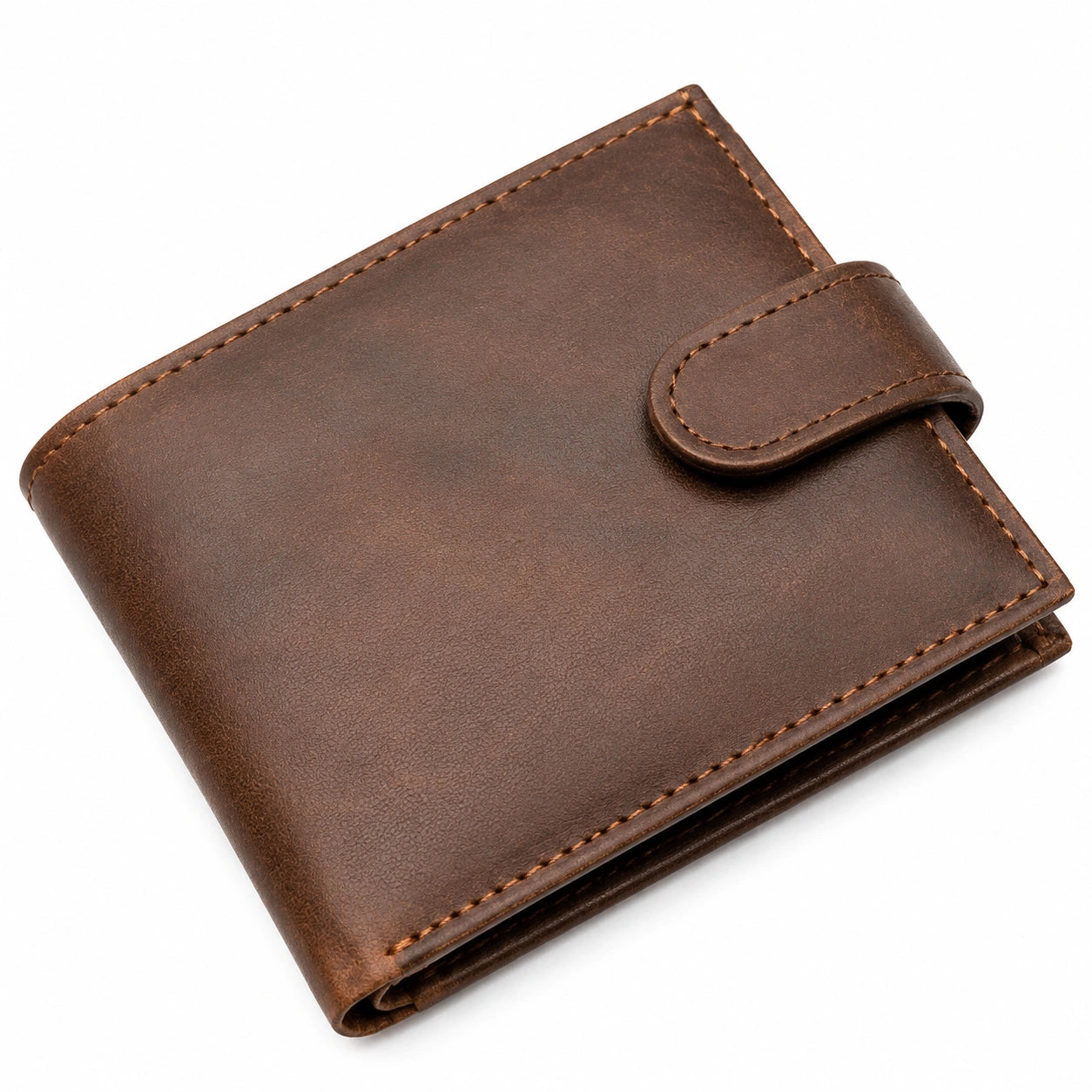 Portefeuille Bifold unisexe marron avec fermeture à pression