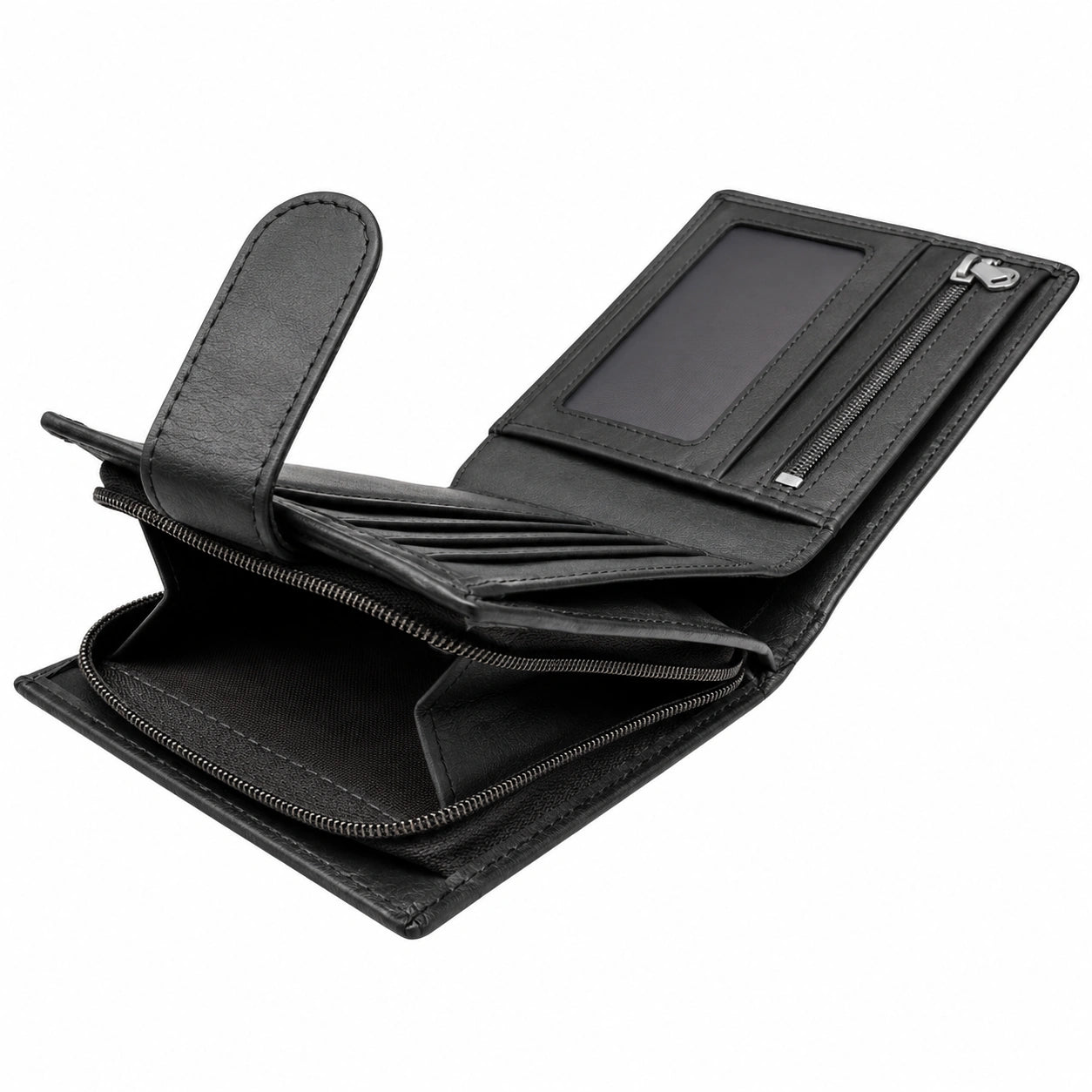 Portefeuille homme noir avec fermeture éclair