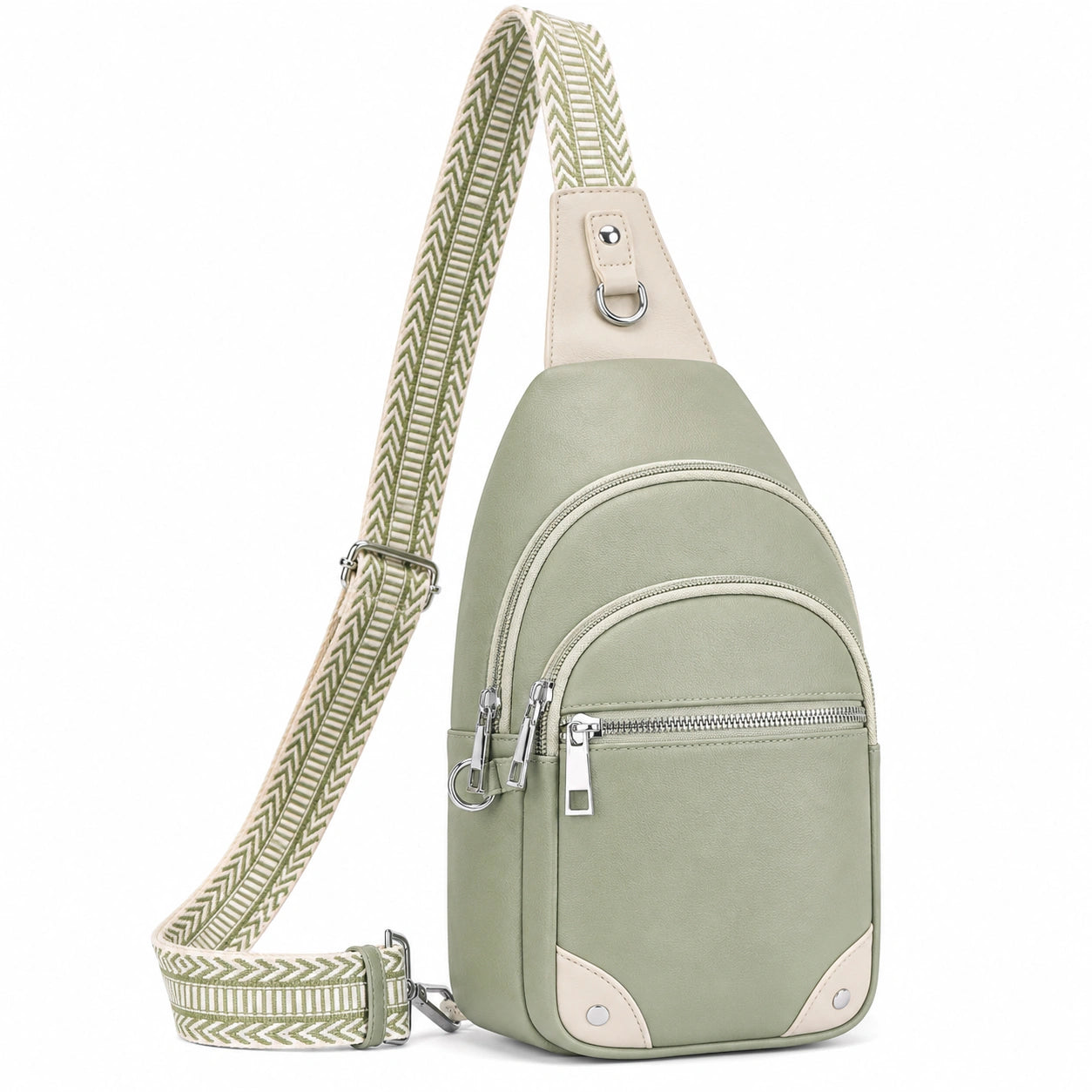 Sac à bandoulière kaki avec sangle ajustable