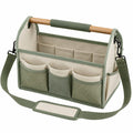 Organisateur de Jardin avec Poignée en Bois et Sangle Réglable - Vert/Beige