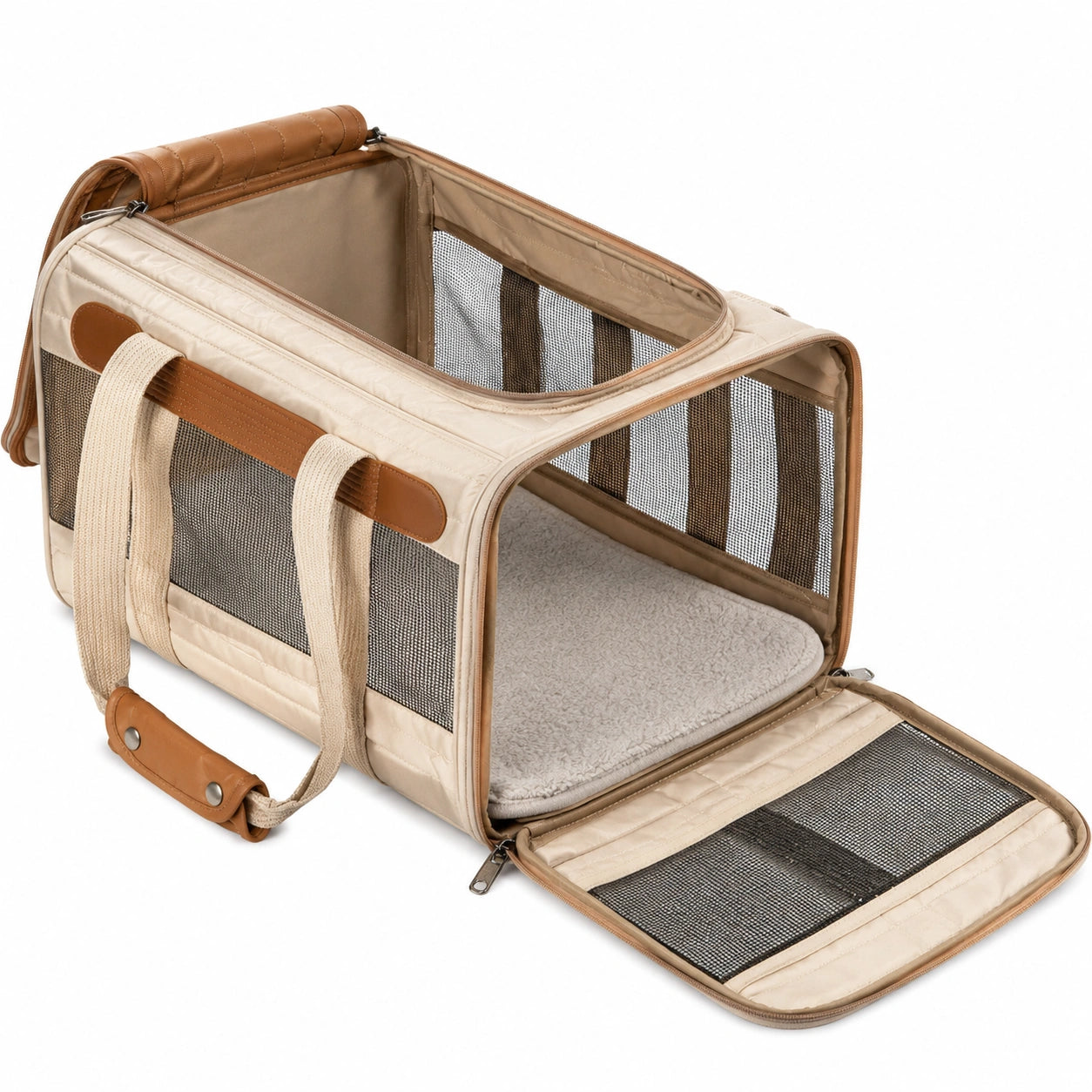 Sac de transport pliable en maille pour animaux de compagnie - Beige