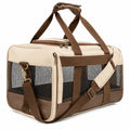 Sac de transport pour animaux beige et marron avec sangle réglable